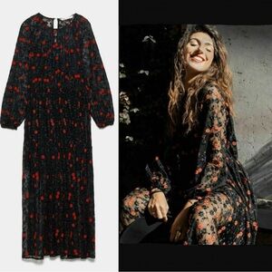Zara sheer long sleeve maxi dress